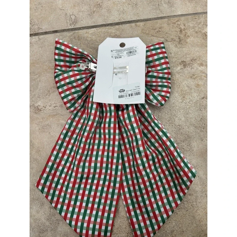 A New Day Hair Bow Barrette Set 3 NWT Rhinestone Velvet Christmas Plaid Sequin
